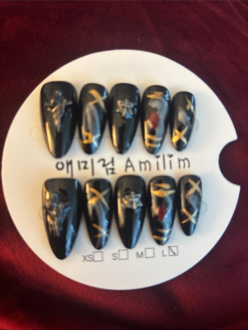 Black and Gold Accent Press-On Nail Set